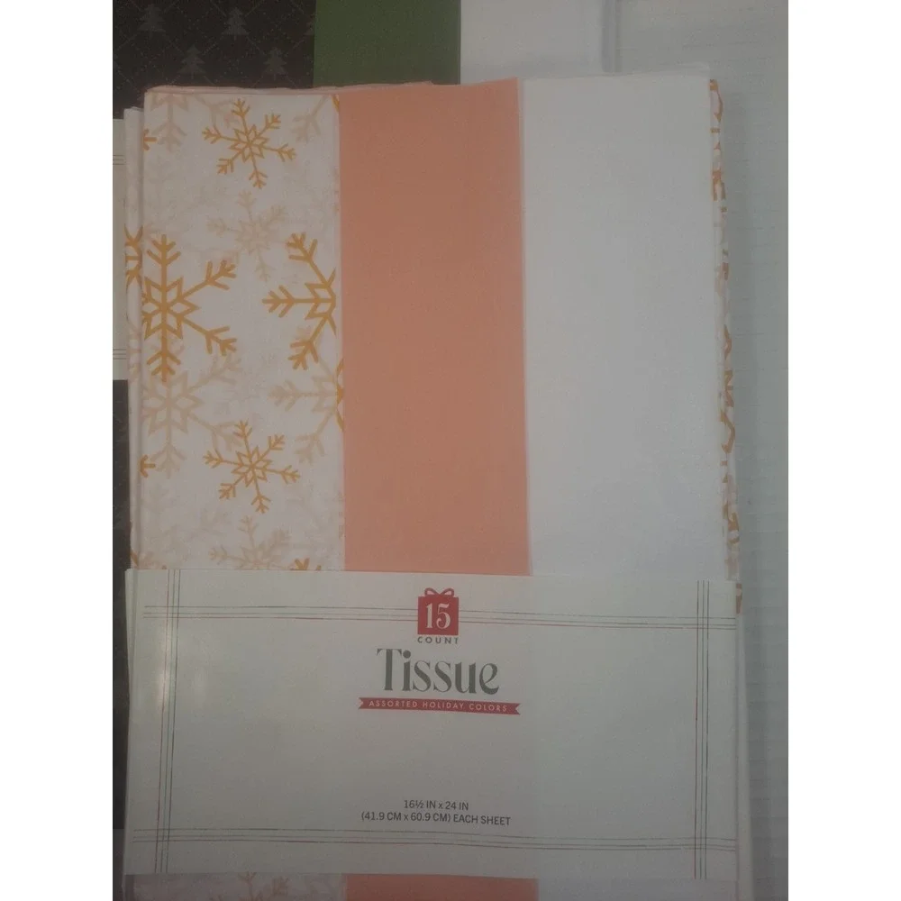 225 Tissue Paper Sheets White Red Olive Green‎ Black With Trees Green Peach Gold